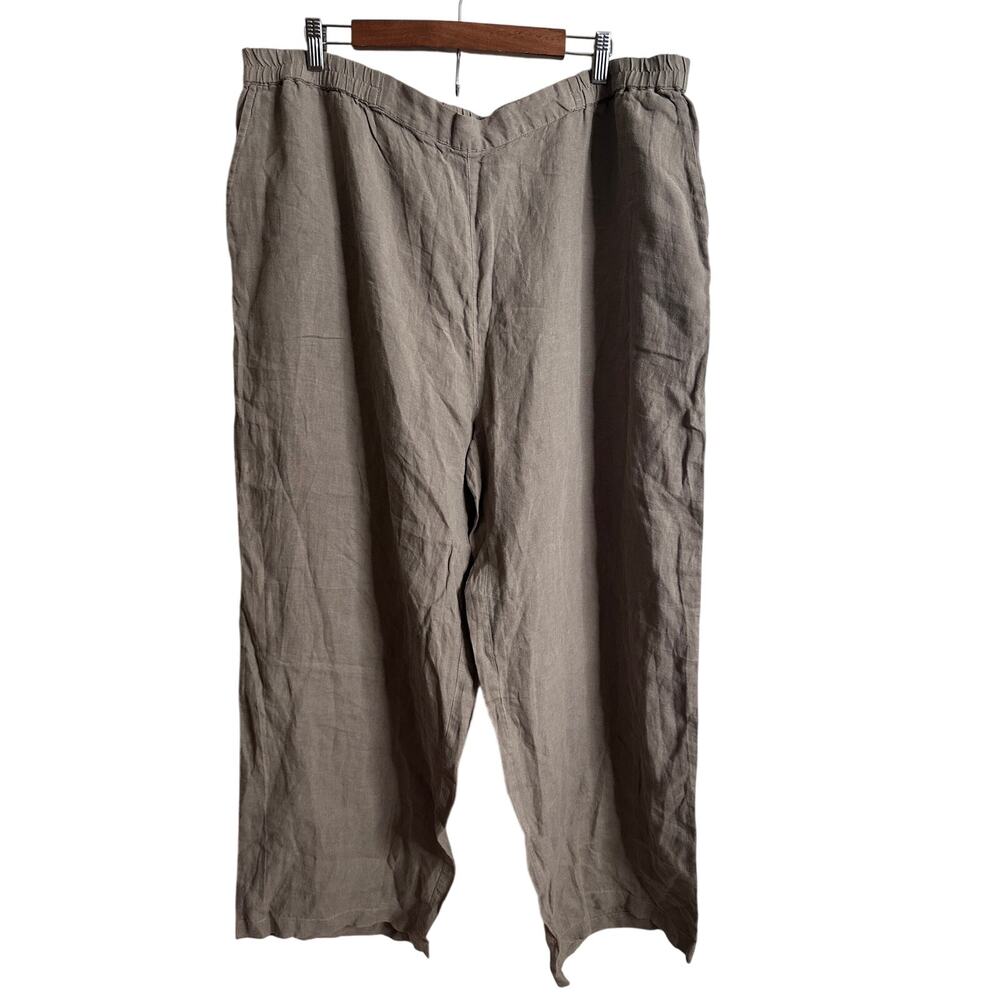 Gudrun Sjoden 100% Linen Pull On Pants Elastic Waist Lagenlook Womans XXL